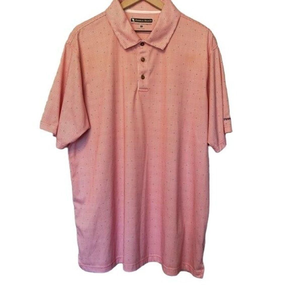 Pebble Beach XXL Dry Luxe Performance Red White Blue Polo Golf Shirt